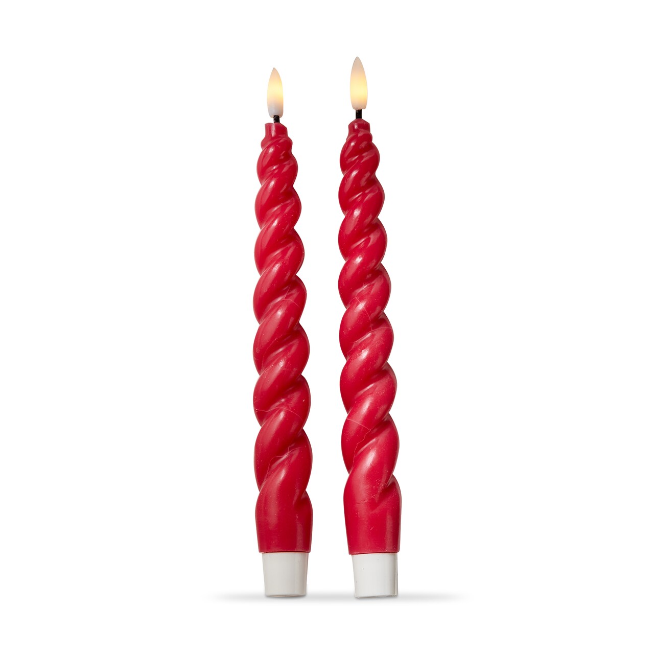 Pink Spiral LED Taper Candles Flameless Set of 2 Everyday Use Spot Clean 10 Inch Height 0.9 Inch Width